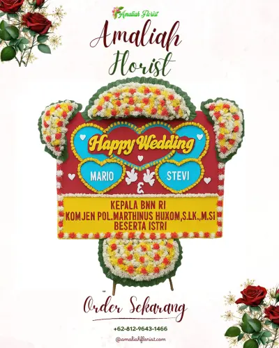 Karangan Papan Bunga Pernikahan di Sucinaraja